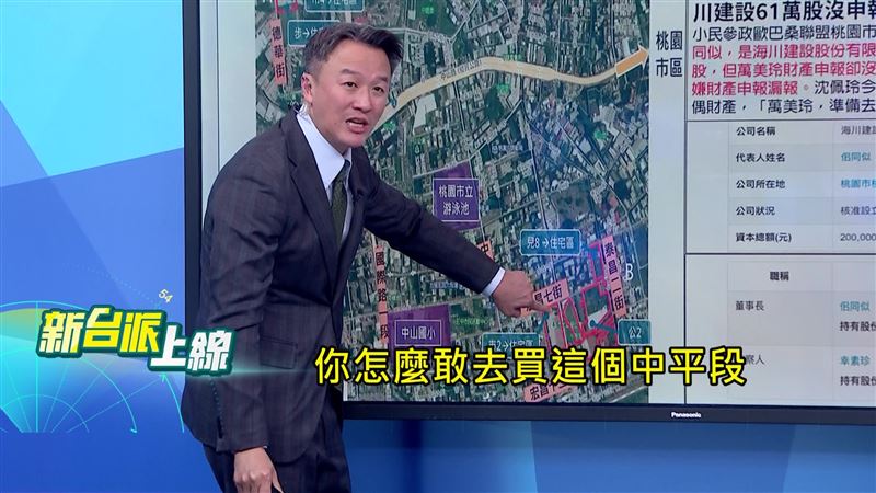 中平段過去作為公保地,在當地荒地長達40年,李正皓質疑萬美玲怎麼敢去那邊一直買地。(圖/新台派上線)
