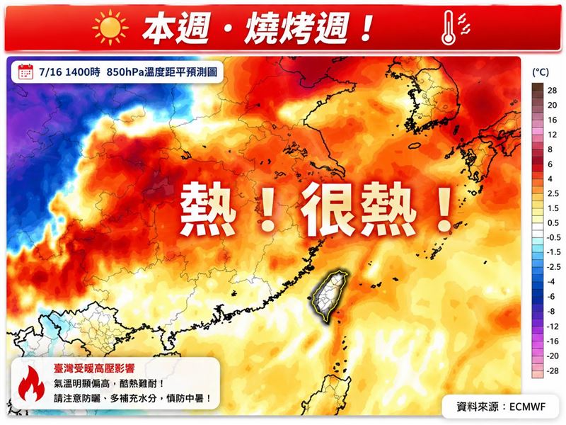 氣象專家林得恩則在「林老師氣象站」中直言，本週是燒烤週。（圖／翻攝自林老師氣象站臉書）