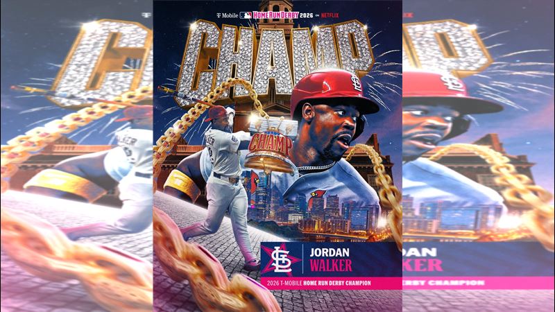紅雀小將沃克(Jordan Walker)奪下全壘打大賽冠軍。(圖/翻攝自X平台 @MLB)