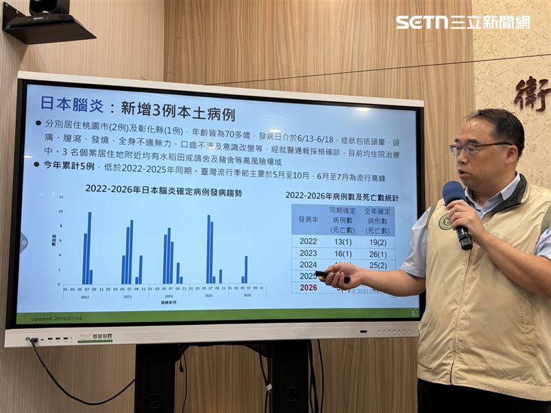 疾管署說明日本腦炎個案。(圖/記者簡浩正攝影)