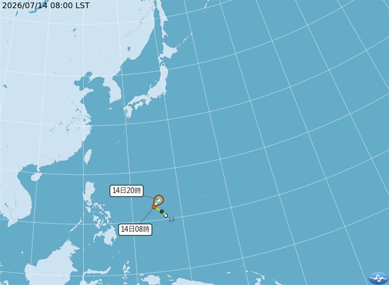曾經的輕颱海神,今日已減弱為熱帶性低氣壓,對台無直接影響。(圖/氣象署)