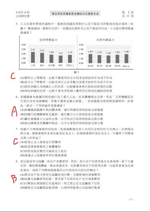 115學年度分科測驗「公民與社會科」試題與參考解答。(圖/Good全名師教學團隊提供)