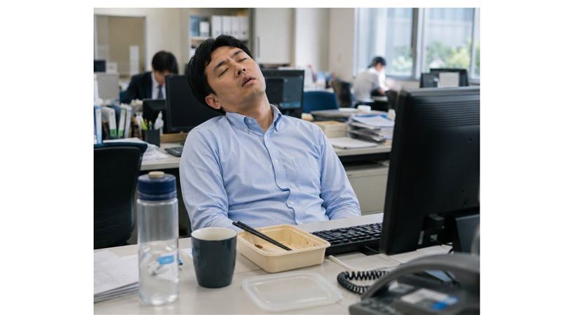 一名男子因睡意太濃,常在辦公桌前就睡著。檢查發現,男子飯後血糖值已達糖尿病範圍。(圖/取自張家銘的臉書)