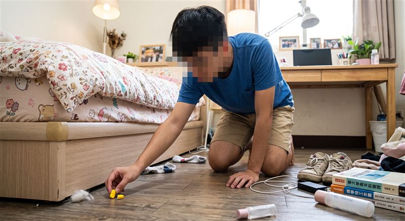 南部某大學藥學系男大生日前在社群發文求助,在女友房間地板上,意外撿到了半顆「神秘藥丸」。(示意圖/AI生成)