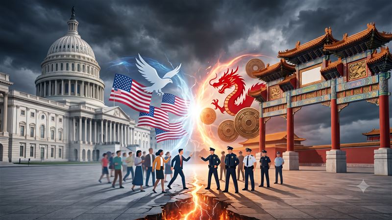 美國國會跨黨派提案《停止跨境鎮壓法案》反制中國的《民族團結進步促進法》。(示意圖/AI生成)