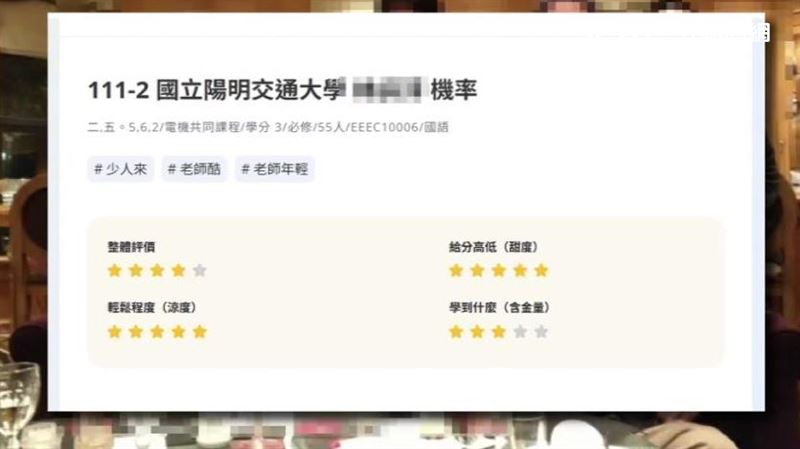 林姓教授在學生眼中很親切,被形容是佛系教授,修課可以輕鬆拿下高分
