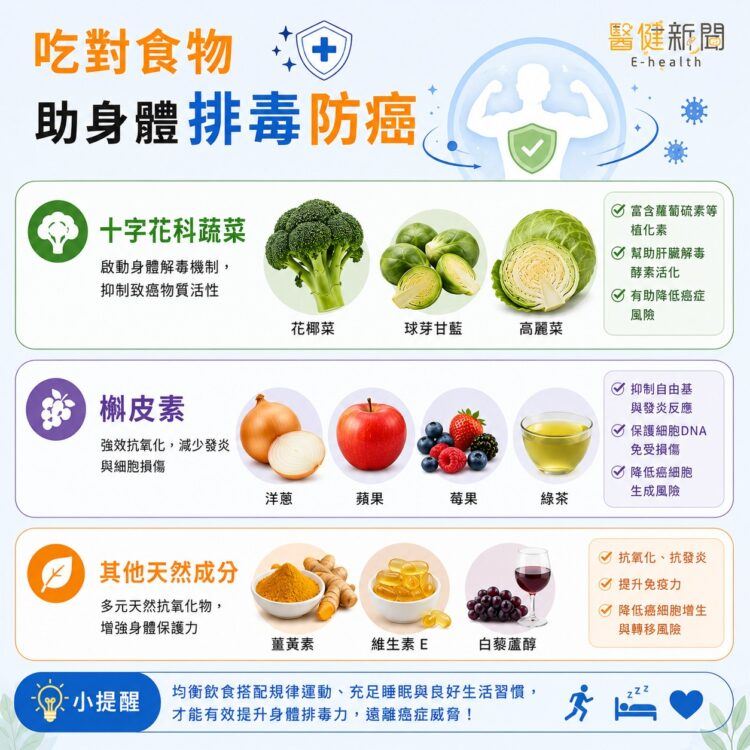 沈孟暵醫師指出,雖然苯駢芘無所不在,但近年研究發現,十字花科蔬菜、槲皮素等天然食品,可幫身體加速代謝、減少毒物累積。(圖/醫健新聞網提供)
