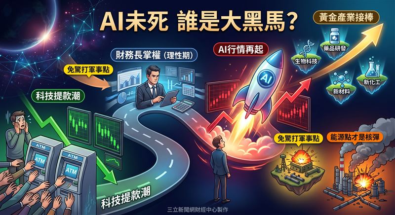 摩根資產管理亞太區首席市場策略師許長泰指出,AI算力需求仍大於供應,近期科技股修正僅為短期理性調整,台韓半導體供應鏈長線依舊看好。針對中東衝突,許長泰提醒投資人,目前美伊交手僅傷及軍事據點,若戰火波及能源設備導致長期停產,金融市場的警報才需真正拉響。(圖/三立新聞網財經中心蕭榕AI製圖)