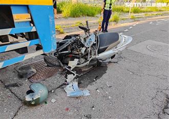 大貨車停路旁他騎車直撞　機車解體頭破亡