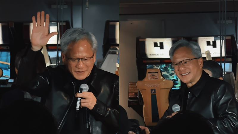 黃仁勳現身日本秋葉原感謝30年前救命恩人。(圖/翻攝自Threads @arpent帳號)