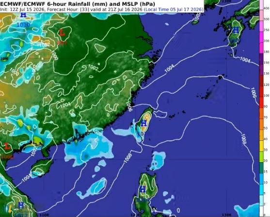 台灣持續位於太平洋高壓西北側的位置，這種天氣型態預估會維持到下週。（圖／翻攝自天氣風險 WeatherRisk）