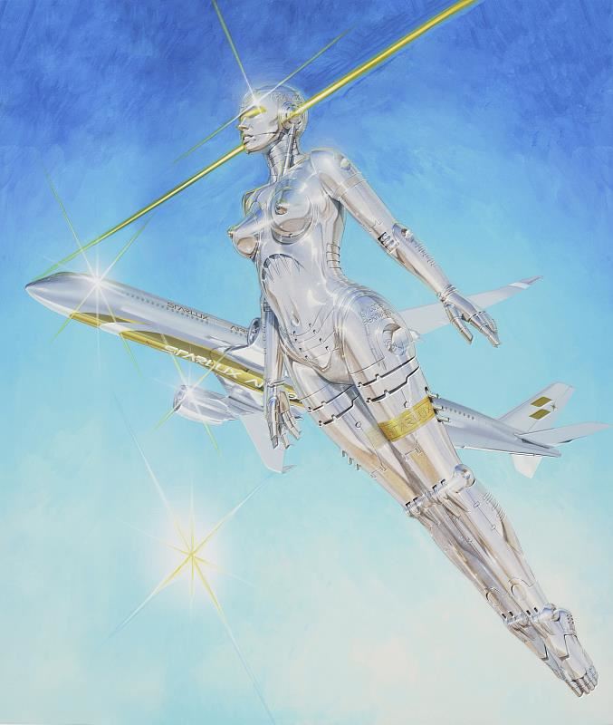空山基為星宇航空所繪製視覺畫作。（圖／星宇航空提供）