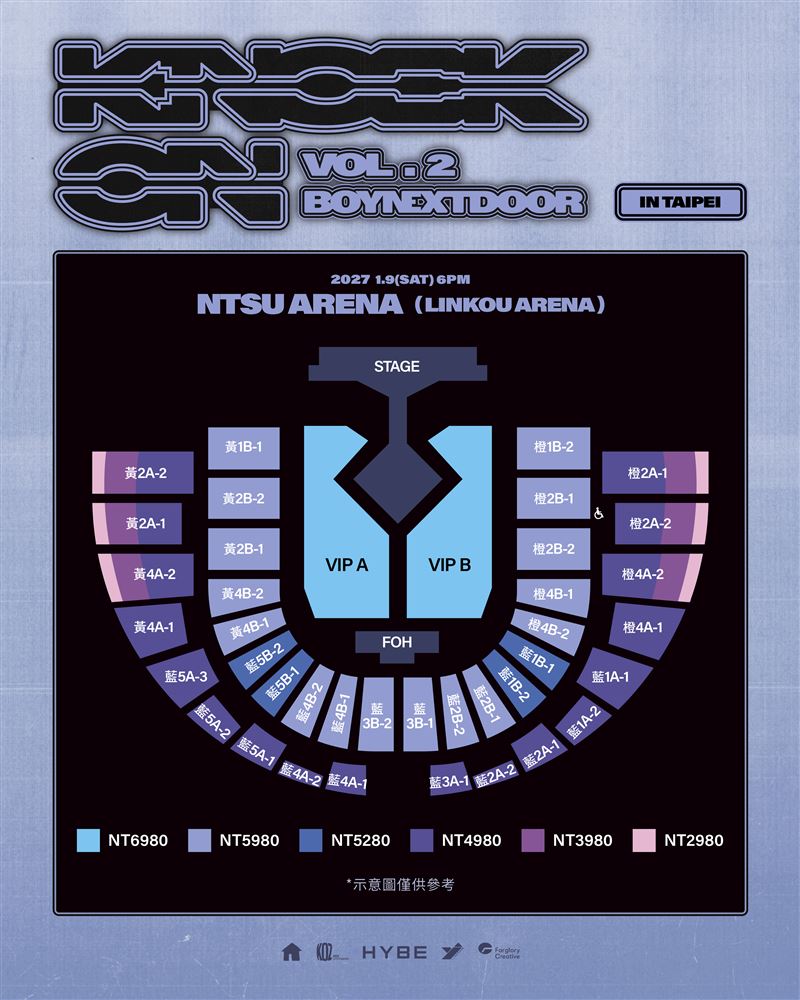BOYNEXTDOOR《KNOCK ON Vol.2》台北站票區圖。(圖/遠雄創藝提供)