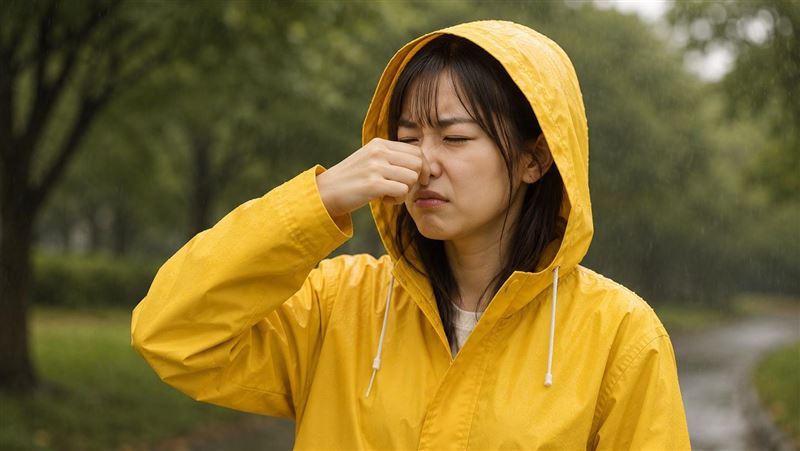 台灣氣候潮濕、多雨,不少人都有雨衣穿久後越來越臭的經驗。(示意圖/AI生成製作)