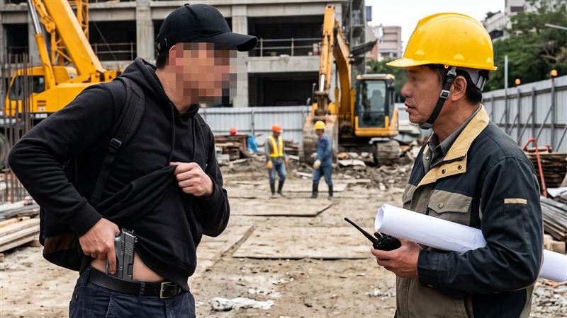 黑衣人腰間插槍闖工地…逼負責人買兄弟茶