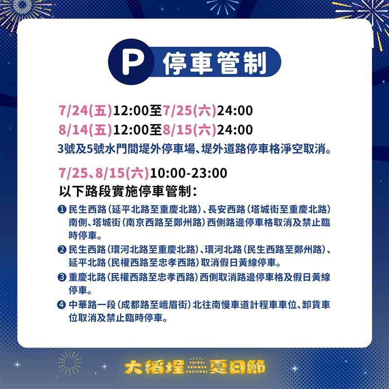 2026大稻埕夏日節交管圖卡。(圖/台北市政府交通局提供)