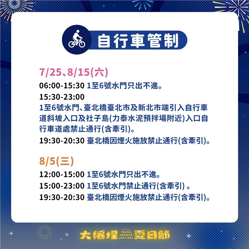 2026大稻埕夏日節交管圖卡。(圖/台北市政府交通局提供)