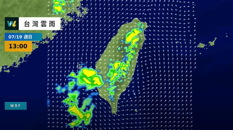 廖于霆表示,中北部山區易出現雷陣雨。(圖/翻攝自天氣風險 WeatherRisk臉書)