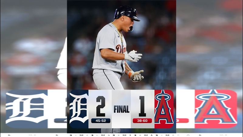 老虎2:1逆轉天使。(圖/翻攝自X平台 @MLB)