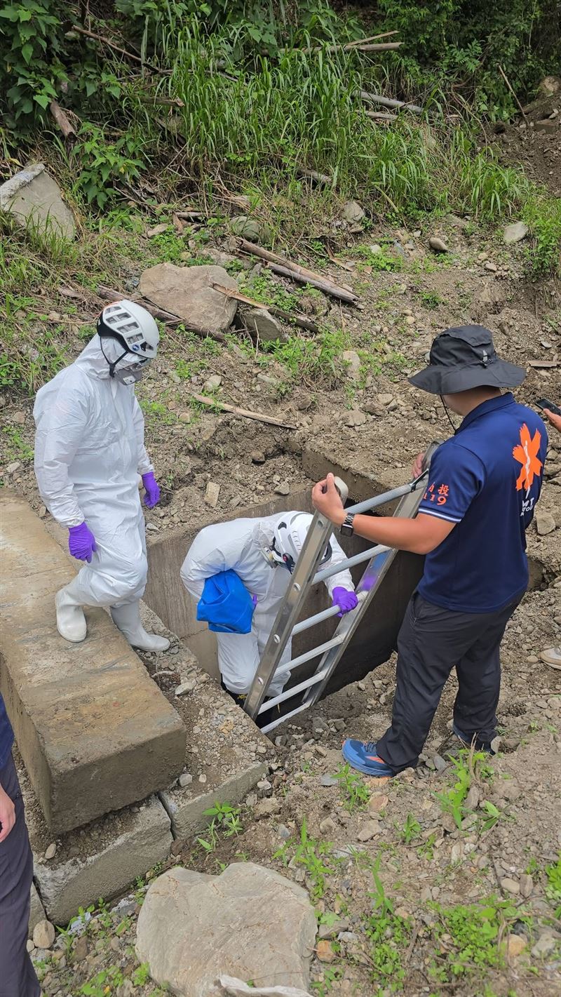 南投縣信義鄉發生溺水案，25歲男子戲水失蹤5天，陳屍引水道涵道。（圖／松東隆提供）