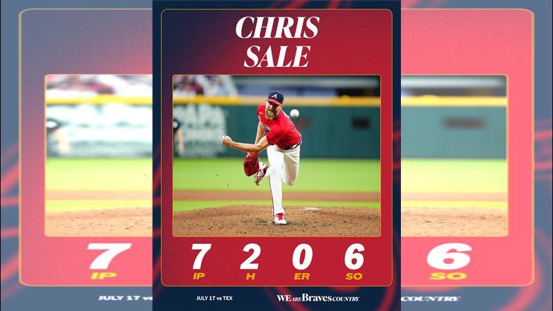 塞爾（Chris Sale）7局飆6K無失分。（圖／翻攝自勇士推特）