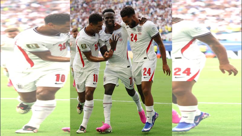 薩卡(Bukayo Saka)個人單場上演帽子戲法。(圖/翻攝自X平台 @FIFAWorldCup)