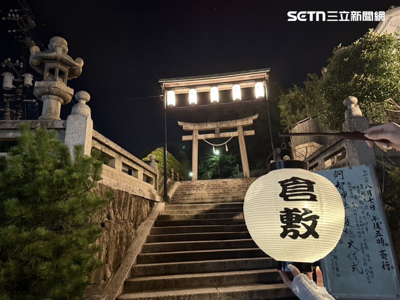 提著燈籠沿運河散步就能走到阿智神社。(圖/記者李育道攝影)