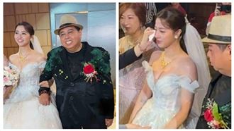 黑面大女兒結婚，感動落淚。（圖／翻攝自黑面臉書）