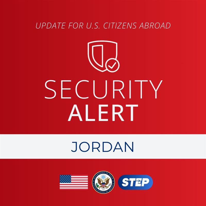 美國駐約旦安曼大使館19日發布安全警報。(圖/翻攝自X平台 @USEmbassyJordan)