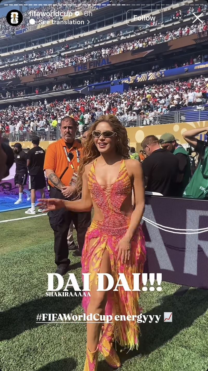夏奇拉壓軸登場,演唱世界盃主題曲〈Dai Dai〉。(圖/翻攝自IG @fifaworldcup)