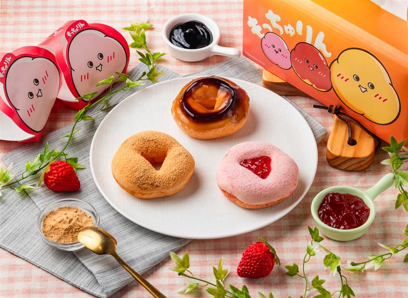 日本爆紅甜甜圈來了!Mister Donut「萌奇圈もっちゅりん」限量開賣。(圖/品牌業者提供)