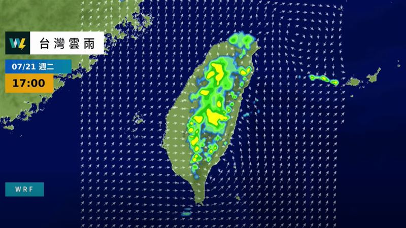 林孝儒表示,今日午後受熱力作用影響,有局部短暫陣雨或雷雨機會。(圖/翻攝自天氣風險 WeatherRisk臉書)