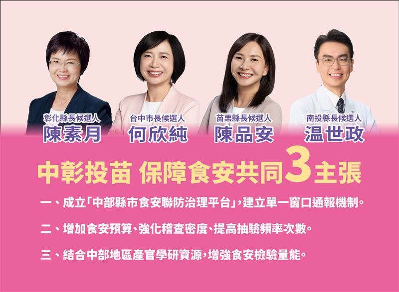 何欣純心繫市民健康!中彰投苗共組食安聯防治理平台提"食安3主張"