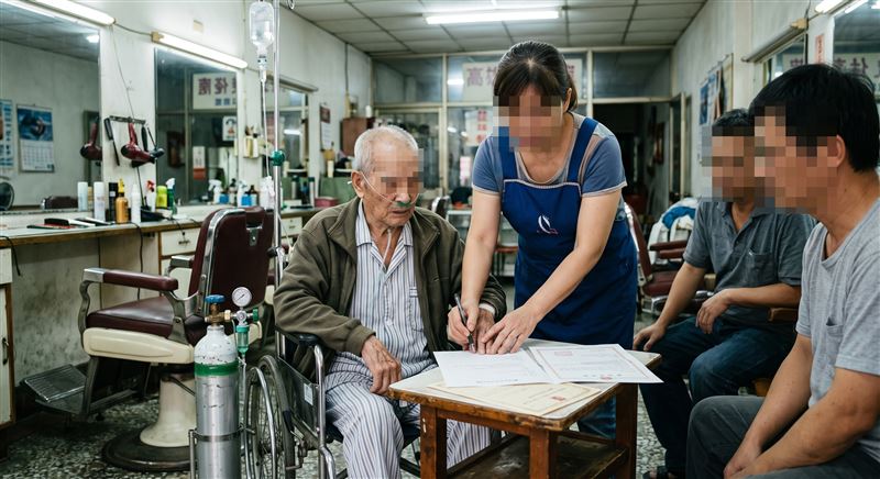 理髮店老闆娘設局跟83歲患有多重疾病的老翁「假結婚」，以「夫妻贈與」名義將老翁房產過給自己，法院將她依使公務員登載不實罪，判9個月有期徒刑。（示意圖／AI生成圖）