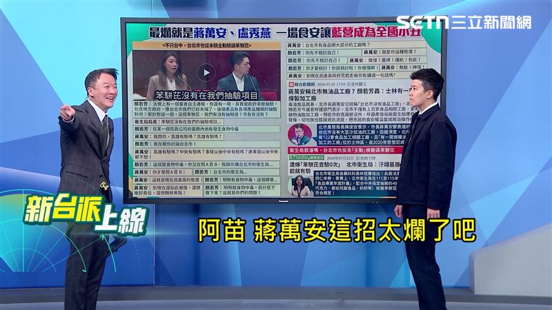 李正皓忍不住批評,蔣萬安說不過就轉移話題、大聲來轉移焦點的招式太爛。(圖/新台派上線)