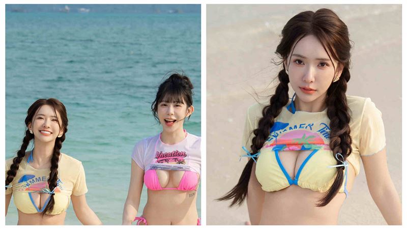 禾羽(左)、梓梓赴沖繩。(圖/杰斯汀整合行銷提供提供)