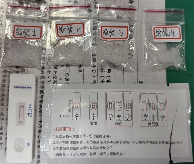 鍾男毒篩結果即被查獲的毒品安非他命。(圖/翻攝畫面)