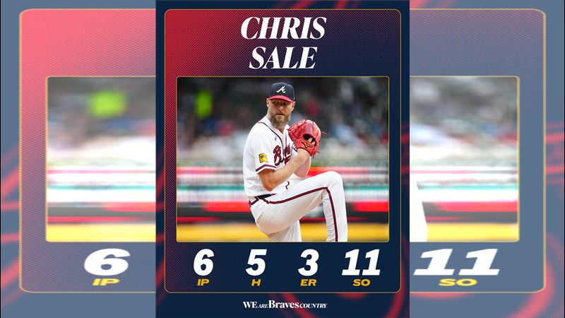「拍賣哥」塞爾(Chris Sale)飆出平本季新高11次三振。(圖/翻攝自勇士推特)