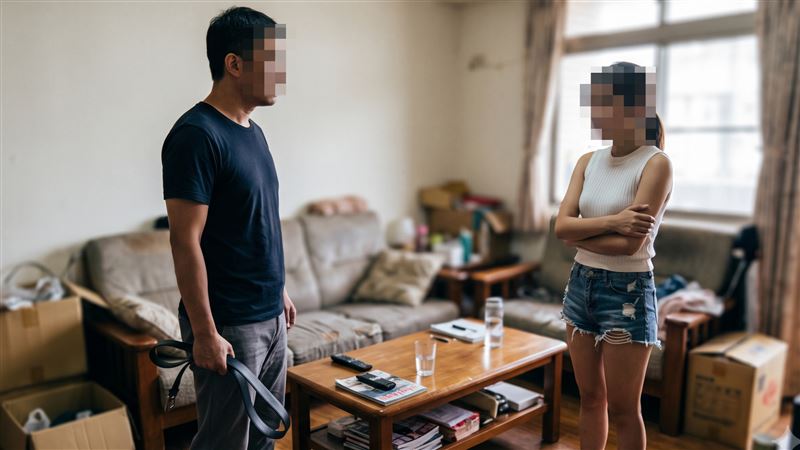 丈夫因細故發生爭吵，甚至家暴拿皮帶抽打妻子，隨後離家出走，由女方獨扛家計20多年。（示意圖／ＡＩ生成圖）