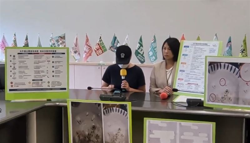 台中「大戶屋」白飯出現陶瓷碎片，媽媽及幼童割傷上顎及舌頭，在市議員張家銨陪同下召開記者會，希望店家能盡速釐清狀況。（圖／翻攝畫面）