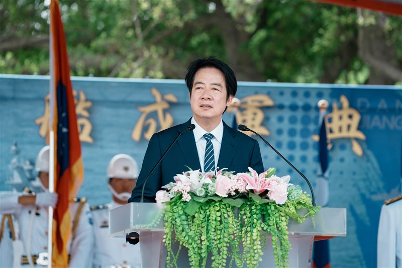 賴清德表示，丹江軍艦正式成軍，不僅象徵「國艦國造」目標逐步實現，也展現海軍守護海疆及國家安全的堅定決心（圖／總統府提供）