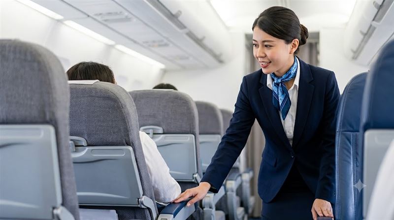 飛機起降期間,空服員都會提醒「請將座椅調回直立位置」,原因為何令人好奇!(示意圖/AI生成)