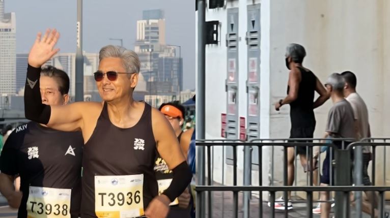 71歲金馬影帝「發哥」周潤發長年堅持慢跑與爬山,日前於西灣河海濱運動時再度被民眾捕獲。(圖/翻攝自小紅書)