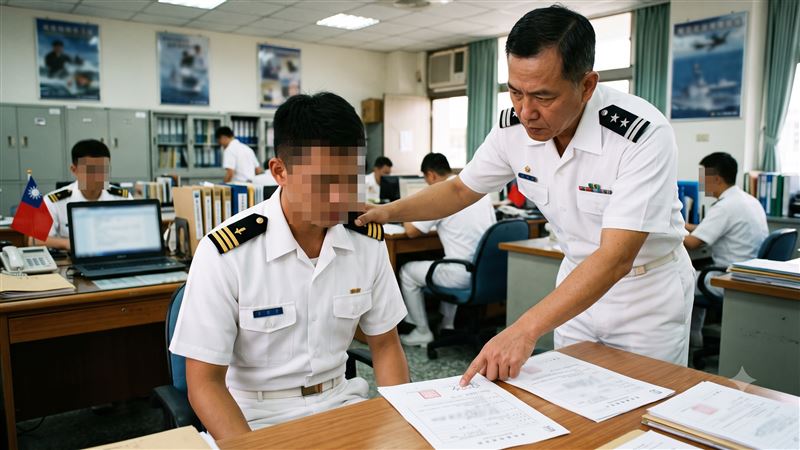 海軍上尉作戰官受英語儲備訓練時,為申請外宿,竟偽造署押,蓋隊長印文,將假的同意書交付校方請假。(示意圖/AI生成圖)