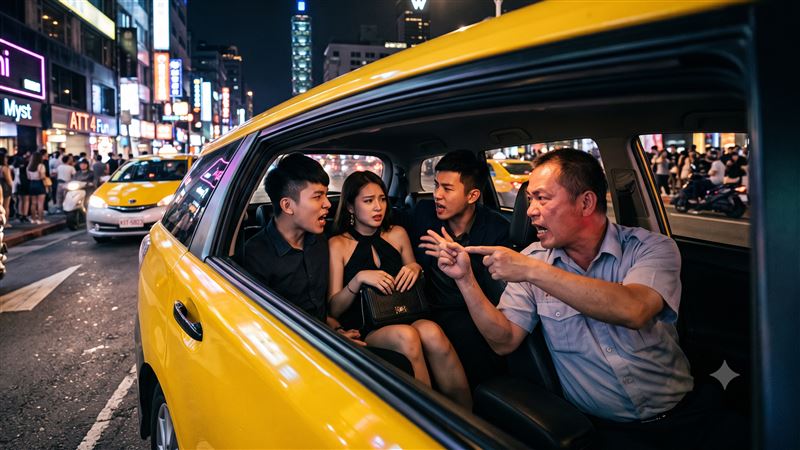 計程車司機到信義區某夜店載3名乘客,因車資問題爆發口角。(示意圖/AI生成圖)