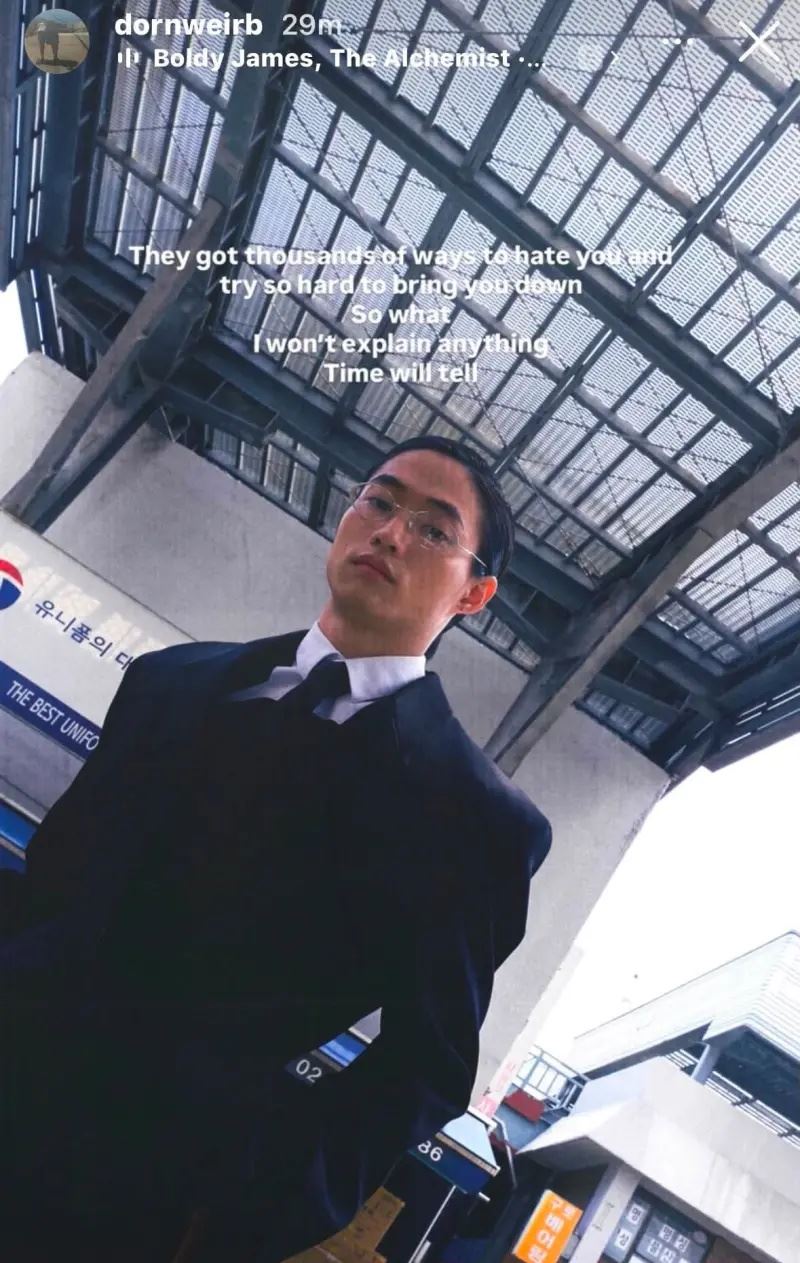 事情發生後，KAI在社群上貼出發文疑似隔空回應酸民。（圖／翻攝自Kai IG@dornweirb）