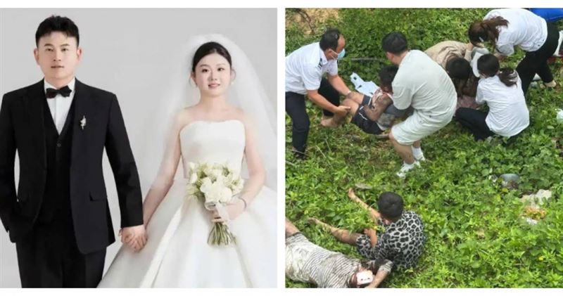 蜜月旅行巧遇重大車禍，員警范楷閱與新婚妻子分頭救援，成功協助5名受困民眾脫險。（圖／翻攝自大陸央視新聞，下同）