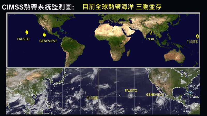 賈新興指出，目前全球熱帶海洋三颱並存。（圖／翻攝自賈新興臉書）