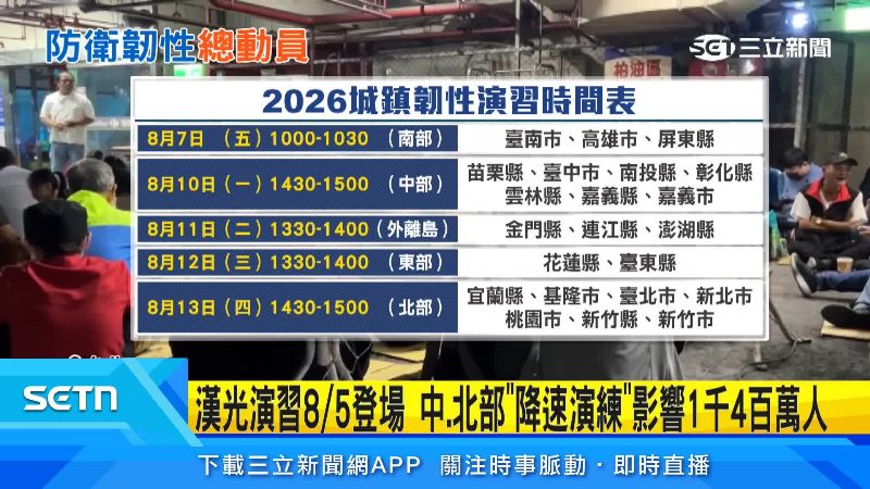 城鎮韌性防空演習時刻表
