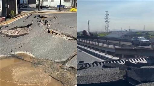 不斷更新／熊本強震災情不斷！多棟房屋倒塌　高速公路「凸起半層樓」（圖／翻攝自X平台 @tourouken555、hockey_buzz）